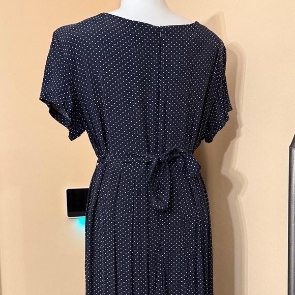 Vintage Jonathan Martin Size 14 Elegant Black Polka Dot Dress - Picture 7 of 12